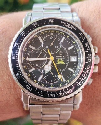  Breil Manta Chrono Diver Vintage 90er V010 Chronograph Black Silver Uhr