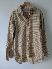 CHARLES TYRWHITT Mens Yellow Check Shirt Collar 16" Double Cuff