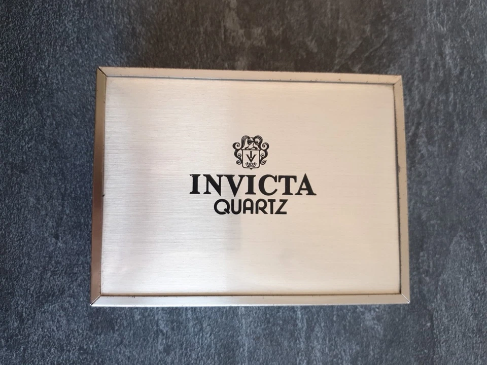 Vintage Invicta Quartz Uhrenetui Uhrenbox Etuis * Silber Edelstahl 60er Jahre - Bild 1 von 4
