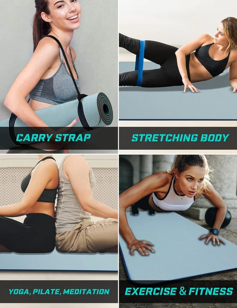 Extra Wide 72x32 Inch Non-Slip 7mm Thick Double-Sided Yoga Mat