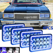 Fit Chevrolet Caprice G10 1977-1986 4pcs 4x6 Inch Led Headlights Hilo Blue Halo Fit Chevrolet Caprice G10 1977-1986 4pcs 4x6 Inch Led Headlights Hilo Blue Halo