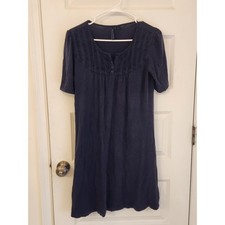 Ashley Judd Navy Blue Modal Blend Ruffle Trim Short Sleeve T-Shirt Dress Medium