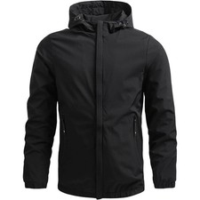 NWT Womens Black Spring Windbreaker Windproof Running Jacket Hood Pockets XL