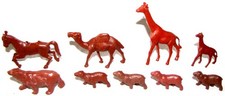 Marx PLAYSET vintage wild animals x 9 plastic figures for toy soldiers to eat
