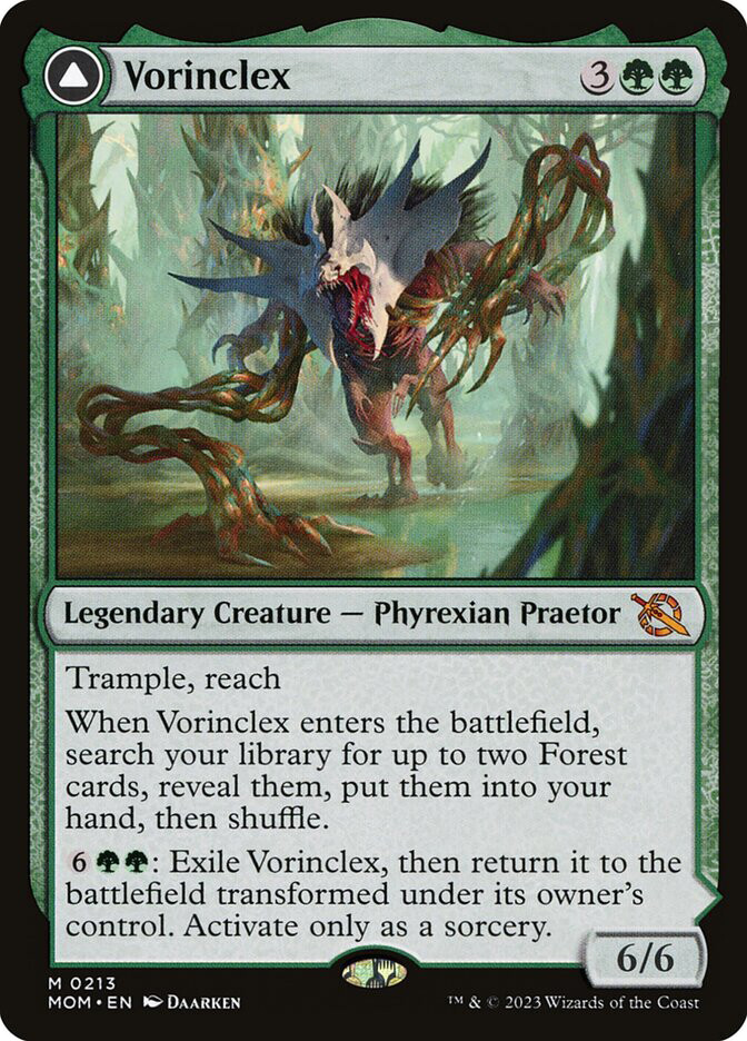 mtg cards that search for creatures Vorinclex // The Grand Evolution (MOM-213)