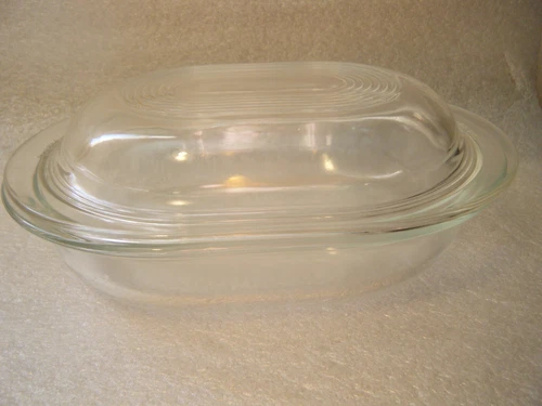 Vintage Corning Pyrex Clear Oval Refrigerator Casserole Dish 602-B & 602-C Lid