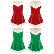 Kids Girls Christmas Dress Xmas Theme Party Santa Claus Costume Festive Soft