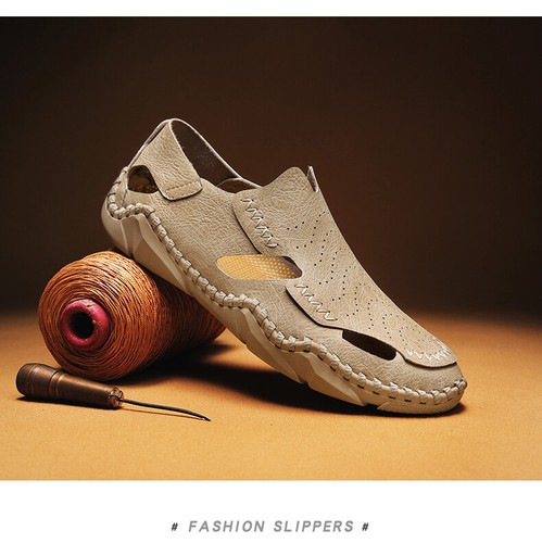 Sandalias cómodas de playa al aire libre de verano de cuero para senderismo zapatos informales - Imagen 9 de 13