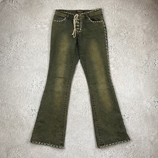 Vintage Womens Cowboy Y2k Distressed Denim Faded Flared Pants bratz Size M