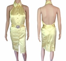 Versace S/S 2005 Runway Logo Belted Cutout Back Dress