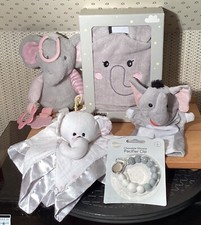 Baby Bath Boxed Gift Set Elephant Hooded Towel 0-9 Months Lot 5 items 