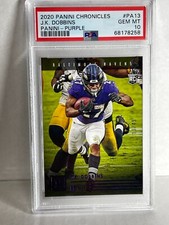 2020 Panini CHRONICLES PURPLE /49 JK DOBBINS RAVENS RC ROOKIE PSA 10 POP 1