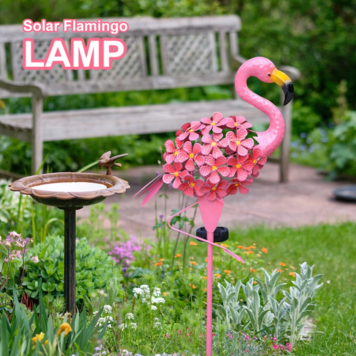 Flamingo Solar Lights Outdoor Garden Pathway Stake with LED Lights