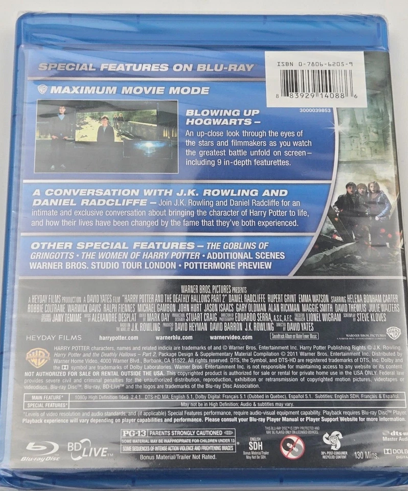 New Harry Potter And The Deathly Hallows Part 2 Blu-ray Sealed - Image 3 of 4