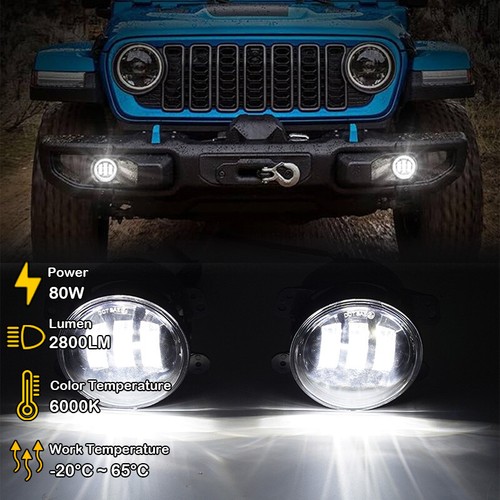 2PCS 4" Inch LED Fog Lights Front Bumper Driving Lamp for Jeep Wrangler JK LJ JL - Picture 2 of 12