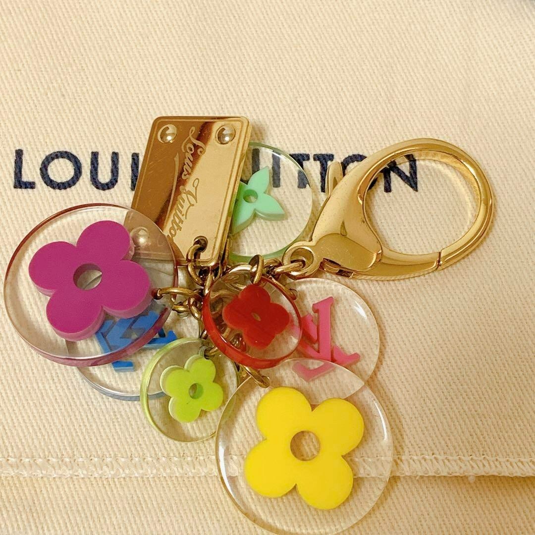 LOUIS VUITTON Key ring holder chain Bag Charm AUTH Porto Cle Fleur