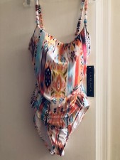 LA BLANCA Desert Dream 1 Pc Swimsuit Swimwear Multicolor Sz 4 UPF 50 129 New