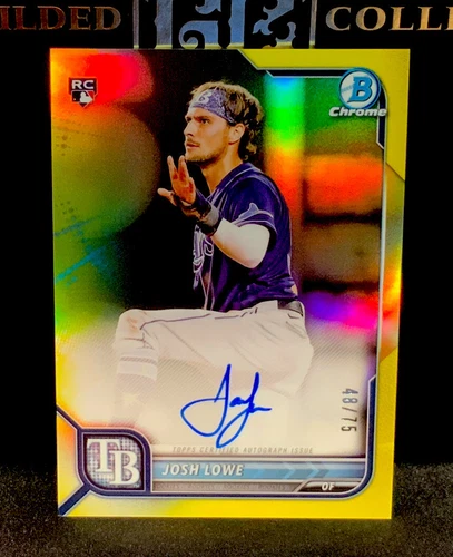 2022 Bowman Josh Lowe Chrome Rookie RC Auto Yellow Refractor /75 Rays