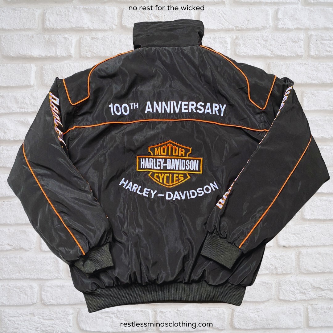 Harley Davidson Motorcycle Jacket Bomber Embroidered and Quilted
