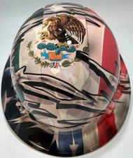 New Full Brim Hard Hat Custom Hydro Dipped AMERICAN PRIDE MEXICAN ROOTS