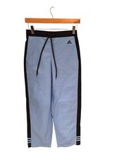 Vintage Adidas Light Blue Black Track Pants With Drawstring Closure