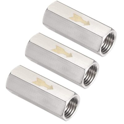 3PCS One-Way Brass Check Valve 1/4'' Female Thread Nickel-Plated Non-Return