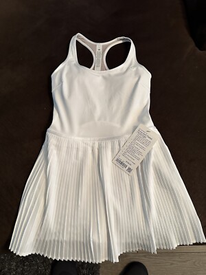 Lululemon Size 2 Scoop-Neck Pleated Tennis Dress, White, New