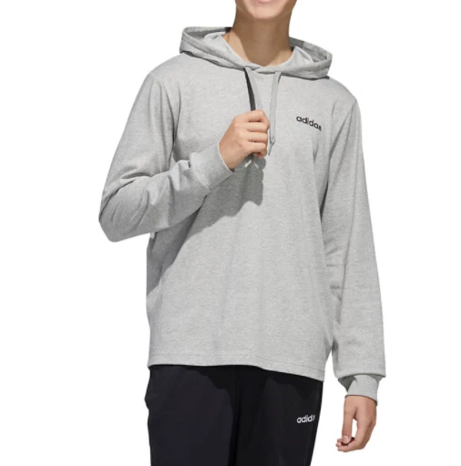 adidas Hoodie Mens Essentials Cotton Jersey Lightweight Grey Small or Medium