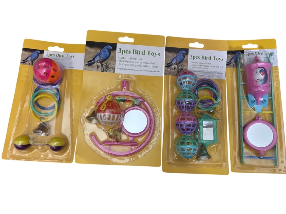 WALMART X's 12 Bird Small Olympic Rings Birds Toy Ladder Parakeet ball mirror Bell Lot