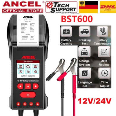 ANCEL Auto KFZ Batterietester Testgerät Prüfer mit Eingebaut Drucker 12/24V PKW