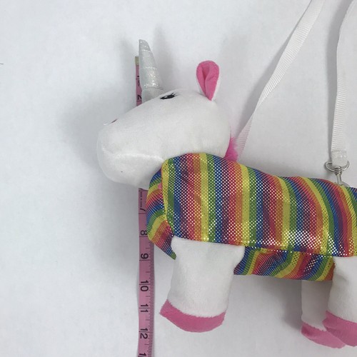 Kids Rainbow Unicorn Purse Crossbody Pink Stuffed Silver Horn Toy Gift Holiday - Picture 7 of 7