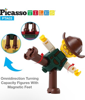 PicassoTiles 8 Piece 3D Magnetic Family Character Figure Expansion Set PTA03