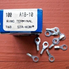 Pkg/100 Thomas & Betts A18-10 STA-KON 22-18 AWG RING Terminal Connector