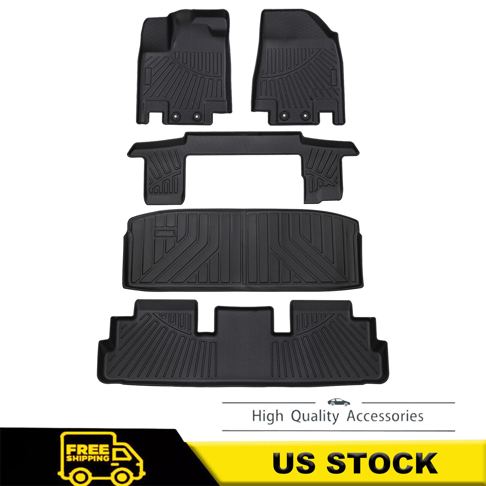 2022-2024 Nissan Pathfinder 7-Seat Custom Fit 3D TPE Floor Mats with Cargo Liner