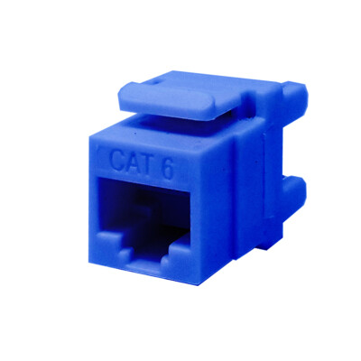 Keystone Jack Cat6 Blue Network Ethernet 110 Punchdown 8P8C 180° - 1 Pack