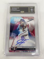 2020 Bowman’s Best Justin Foscue Prospect Auto B20-JF GMA 10 Texas Rangers