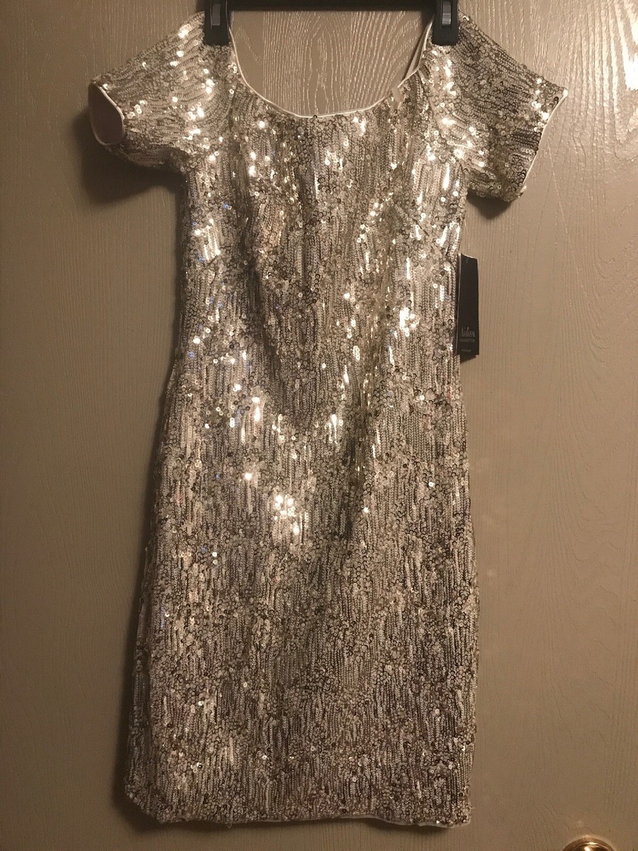 aidan mattox gold sequin dress Aidan Mattox METALLIC SEQUIN BEADED GODET GOWN – Nearly Newlywed