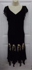 SL Fashions Women's Size 12 Black Dress With Embroidered Flowers & Sequins
