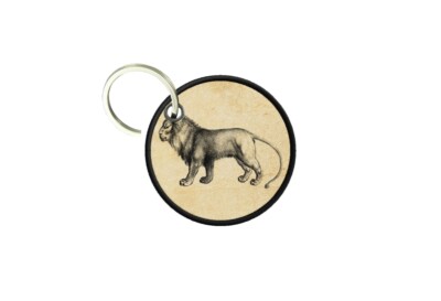 Keychain keyring patch print double sided lion vintage
