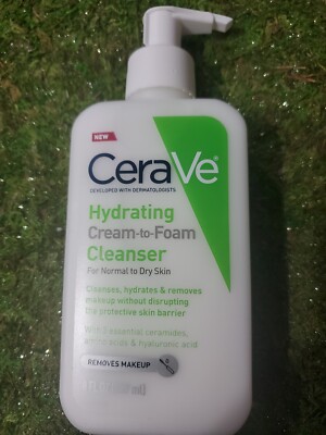 CeraVe Hydrating Cream-to-Foam Cleanser w/ Ceramides Removes Makeup 8FL OZ NEW 