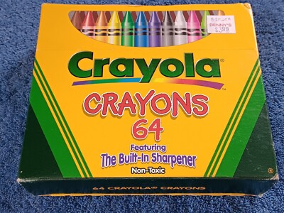 1999 Crayola Crayons 64 Pack Built-In Sharpener Box Non-toxic NEW UNUSED NOS