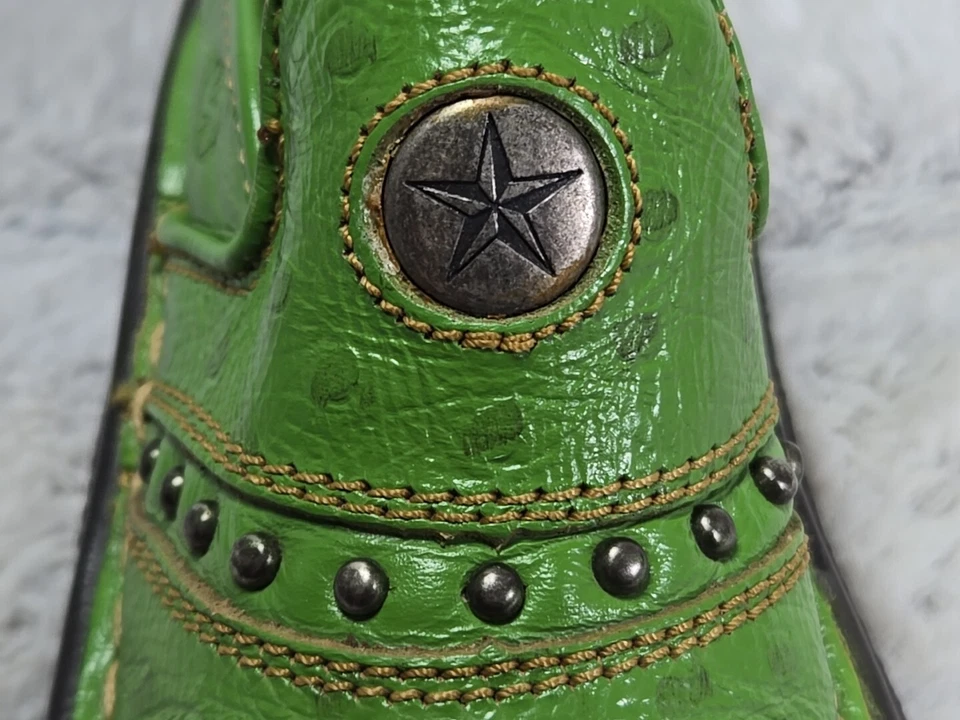 Double H Cowboy Boots Kids 9.5 Green Ostrich Slip On Clog Mule Western Cowgirl - Image 2 of 4