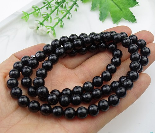  Certificate Black Grade A Jade Jadeite Beads Necklace Genuine Emerald B-195-5 - 第 1/8 張圖片