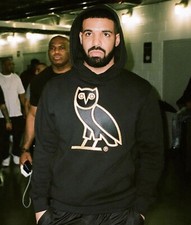 BRAND NEW Octobers Very Own Drake OVO OG Embroidered Owl Hoodie- Black/Gold - L