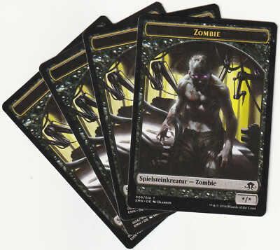   4 MAGIC The Gathering ZOMBIE Black Token Creature MTG PLAYSET EMN/DE 2016
