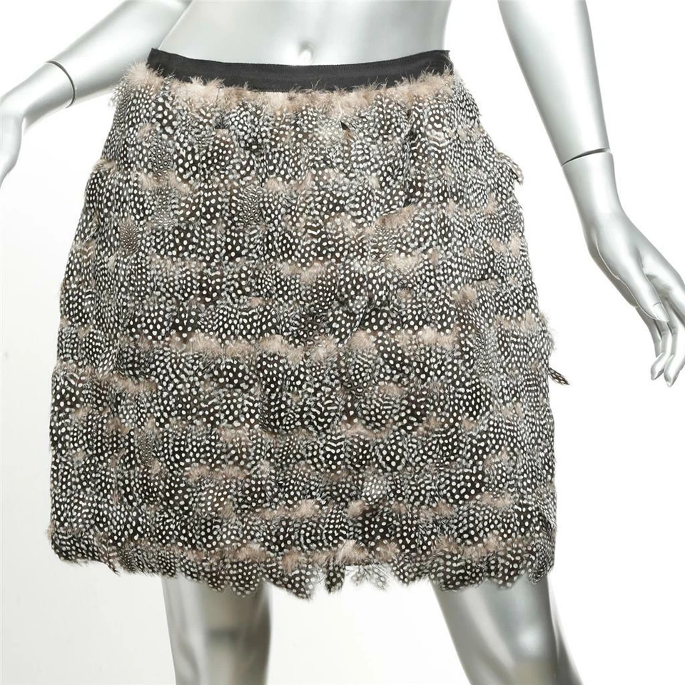Falda JASON WU para mujer en capas de plumas manchadas por encima de la rodilla 8/M