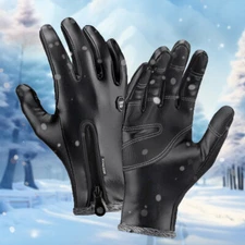 Winter Touch Screen Warm Fleece Leather Gloves Windproof Driving Cycling Gloves