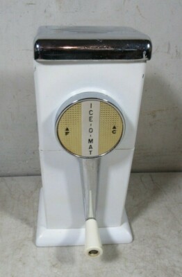 Vintage Mid-Century Ice-O-Mat Manual Hand Crank Ice Crusher White