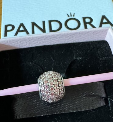 Authentic PANDORA Pave Lights Pink Sterling Silver Bead Charm 791051PCZ 