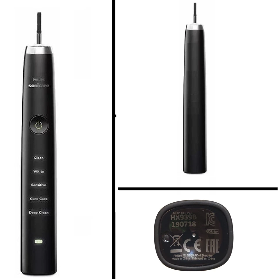 Black Toothbrush Handle HX939B Compatible With Philips DiamondClean Classic